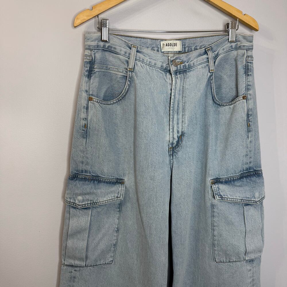 AGOLDE Wide-leg Stonewashed High Rise Jeans Cargo Relaxed Women's 30 - Picture 5 of 14